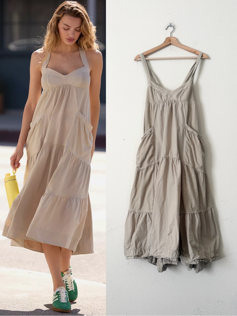 Daily Practice SMALL Top Tier Utility Sweetheart midi dress in beige